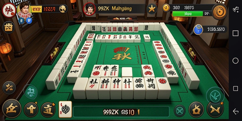 Screenshot gameplay 99ZK menampilkan aksi Mahjong yang seru.