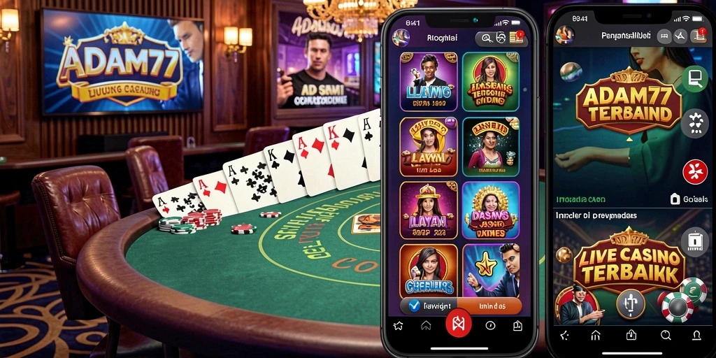 Tampilan gameplay Live Casino ADAM77 yang mendebarkan dan interaktif.