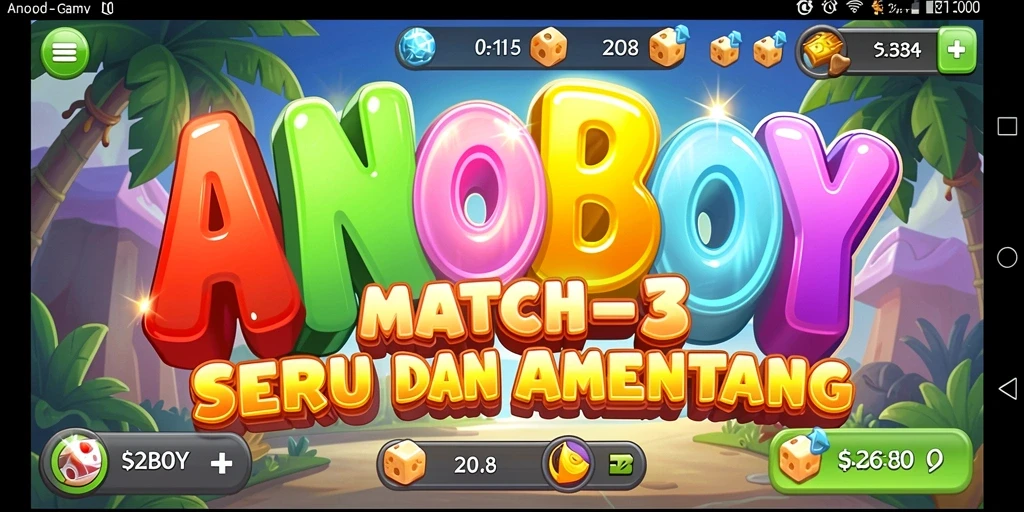 Screenshot gameplay ANOBOY yang menunjukkan aksi pencocokan objek.