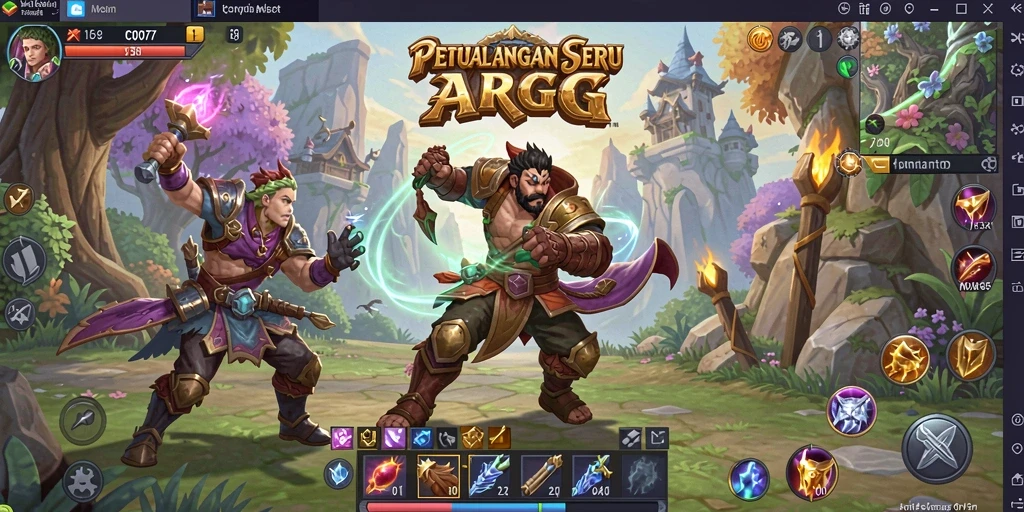 Tampilan gameplay ARPG dengan aksi pertempuran yang seru di C0077.