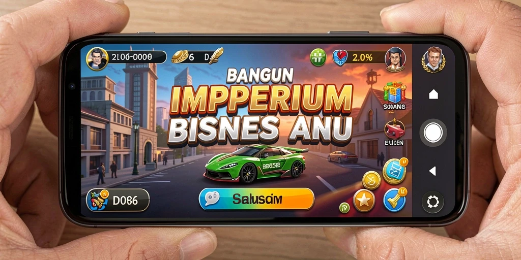 Tampilan gameplay D06 yang menarik dengan elemen manajemen bisnis.