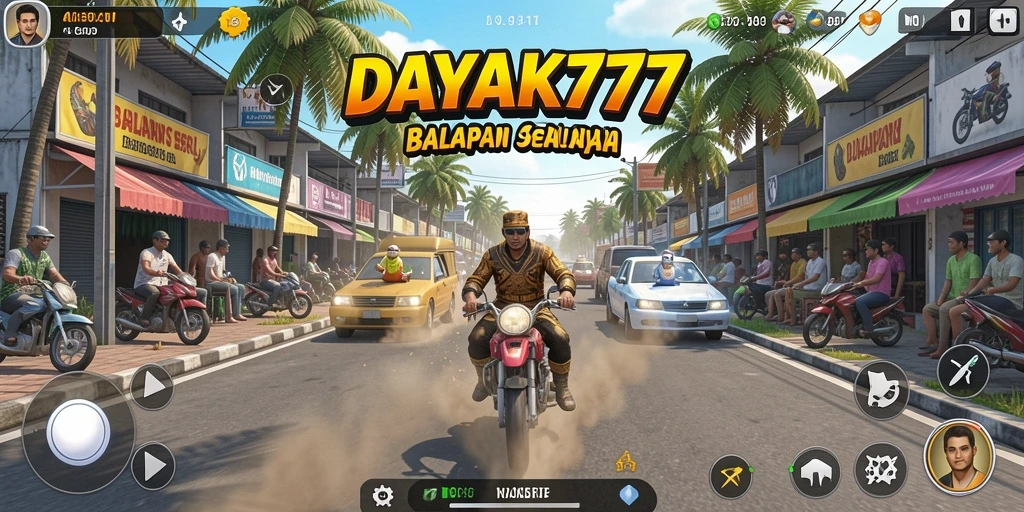 Screenshot DAYAK777 menunjukkan aksi balapan yang mendebarkan di lintasan.