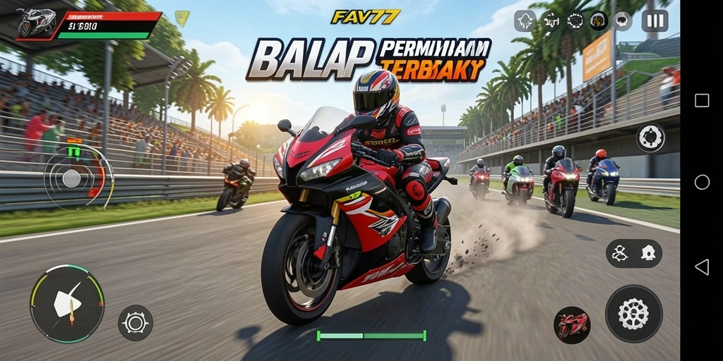 Gameplay balap motor yang seru dan mendebarkan di FAV77.