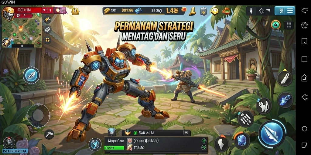 Screenshot gameplay GOWIN yang menampilkan pertempuran seru.