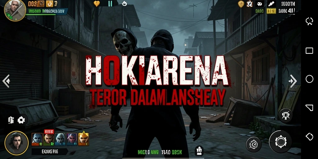 Tangkapan layar menampilkan suasana menyeramkan dan gameplay HOKIARENA.
