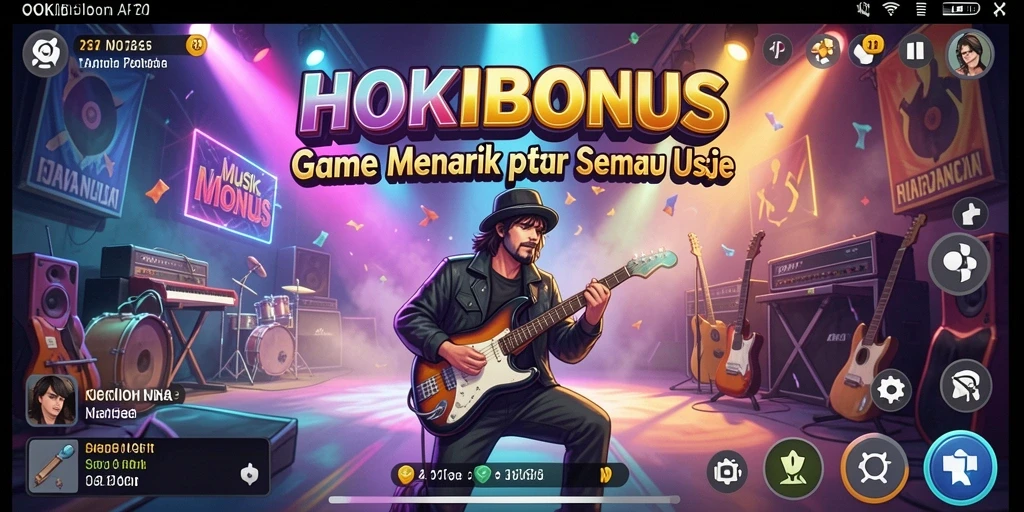 Screenshot gameplay HOKIBONUS dengan tampilan permainan musik yang menarik.