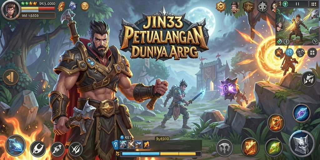 Gameplay JIN33 menampilkan pertempuran epik di dunia ARPG.