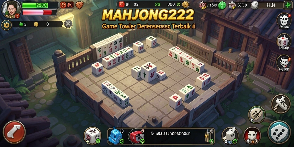 Tampilan gameplay seru dari game Tower Defense MAHJONG222.