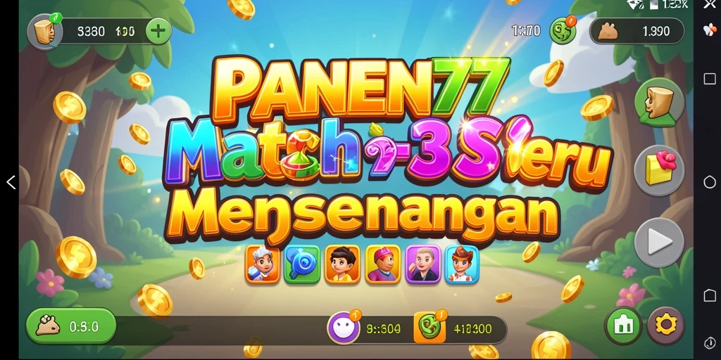 Tampilan gameplay PANEN77 saat mencocokkan blok warna-warni.