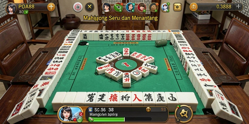 Tampilan utama gameplay POA88 dengan ubin Mahjong yang menarik.