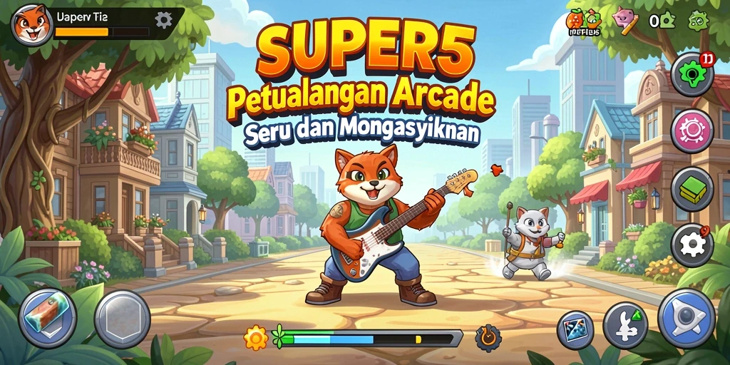 Tampilan gameplay SUPER5 yang seru dan penuh aksi.